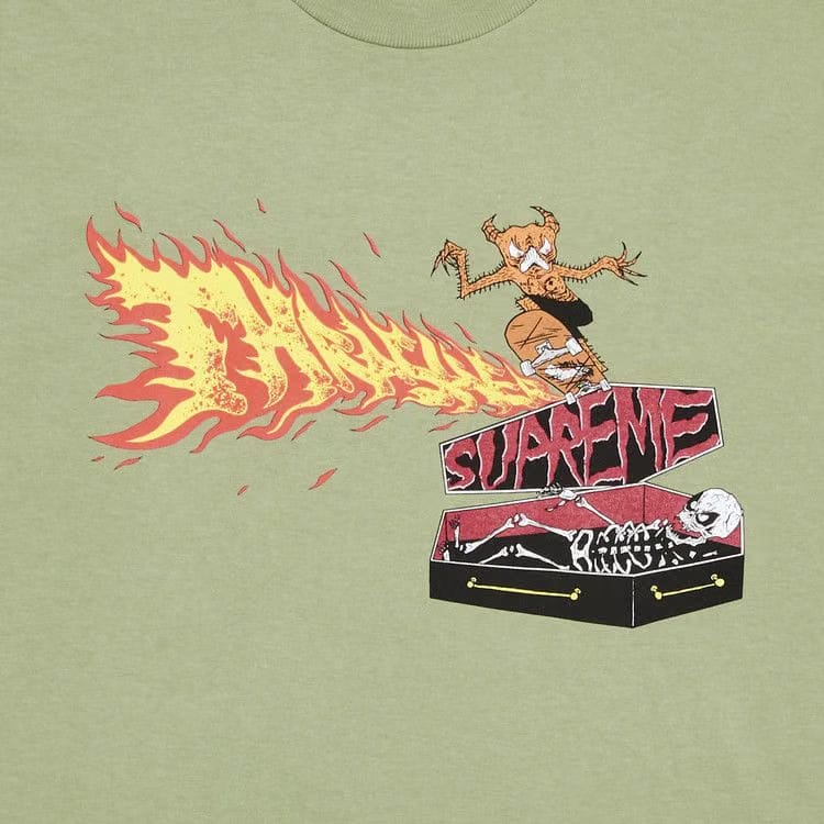 Supreme x Thrasher Back Tail T-Shirt Light Olive