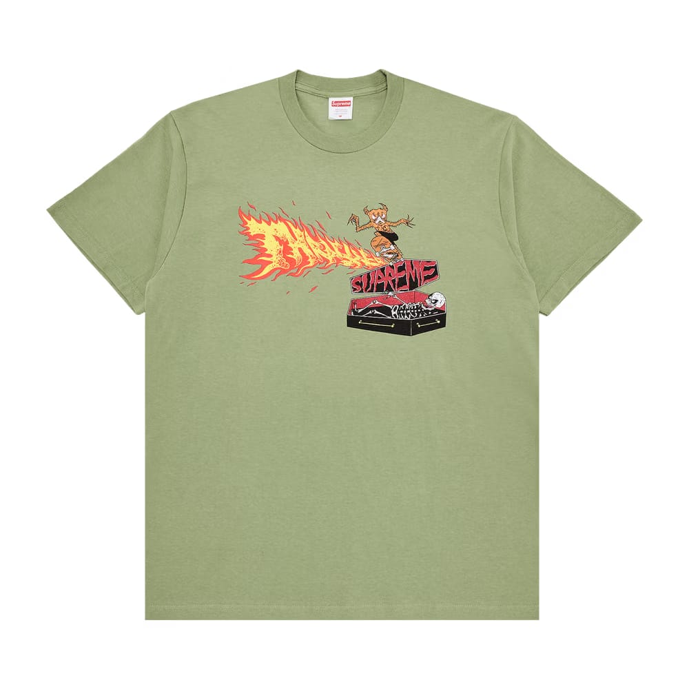 Supreme x Thrasher Back Tail T-Shirt Light Olive