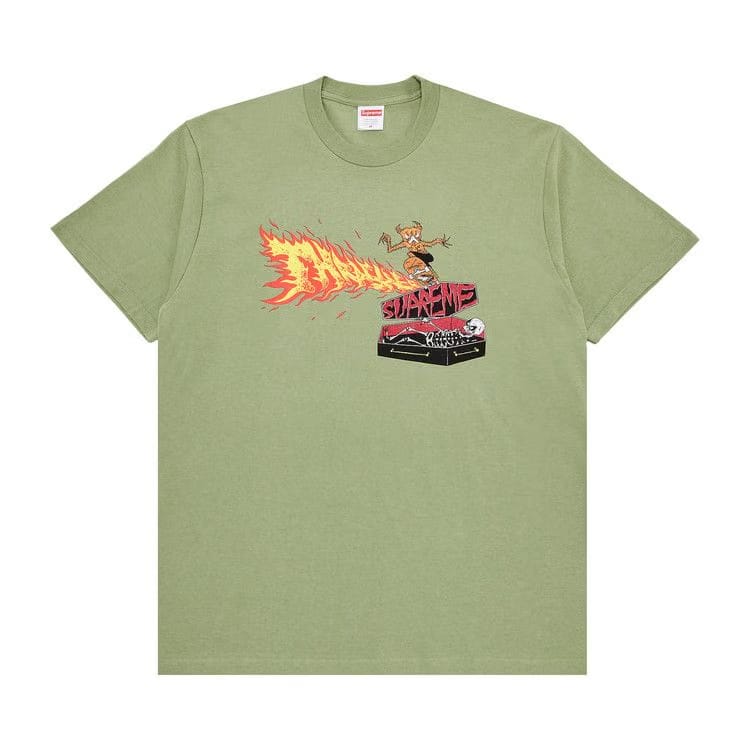 Supreme x Thrasher Back Tail T-Shirt Light Olive