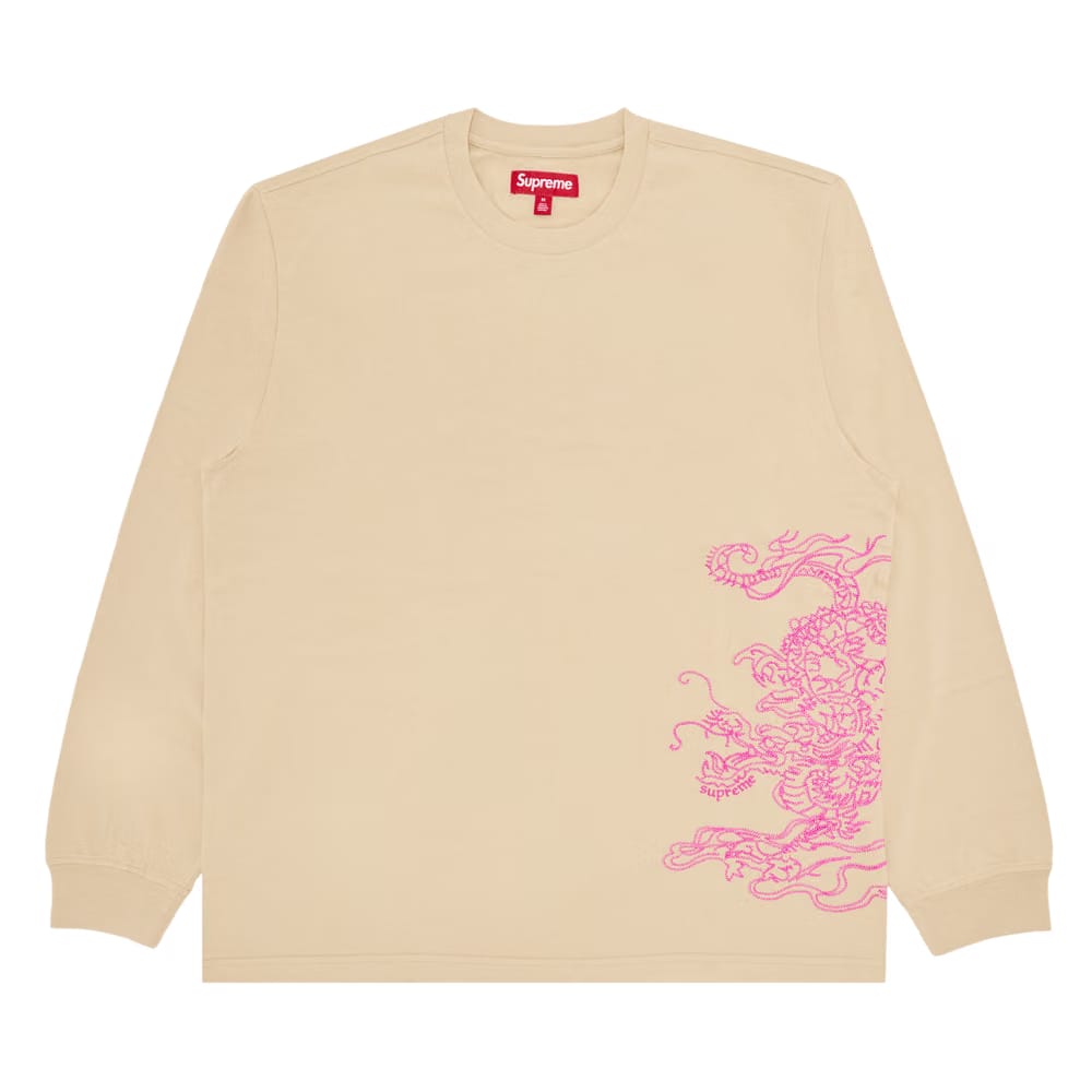Supreme Dragon Embroidered Long-Sleeve Top Khaki