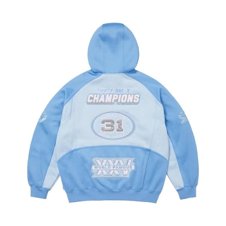 Supreme Football Zip Up Hoodie Light Blue