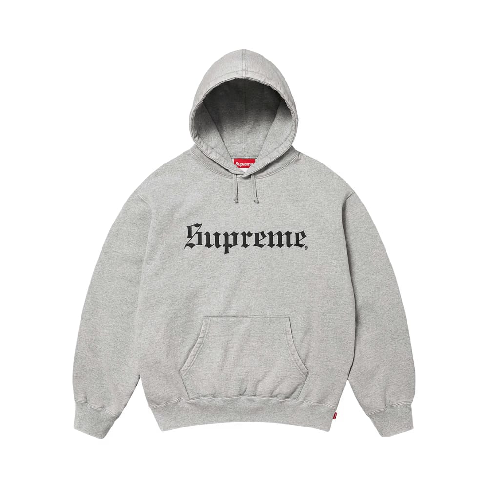 Supreme Washed Old English Hoodie Heather Grey