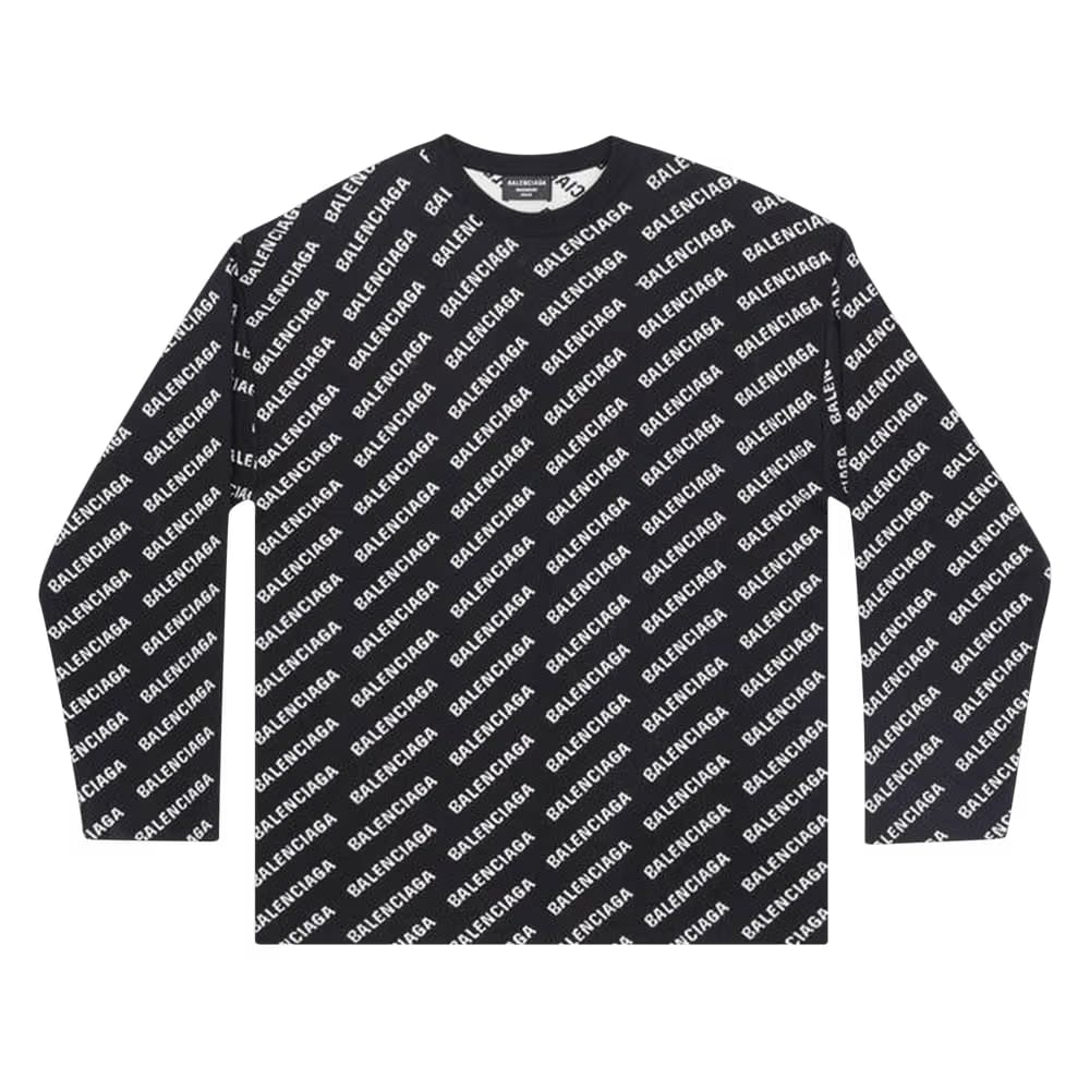 Balenciaga All-Over Crewneck Black/White