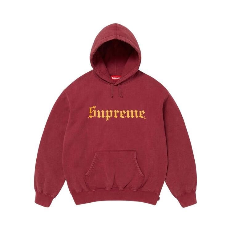 Supreme Washed Old English Hoodie Cardinal