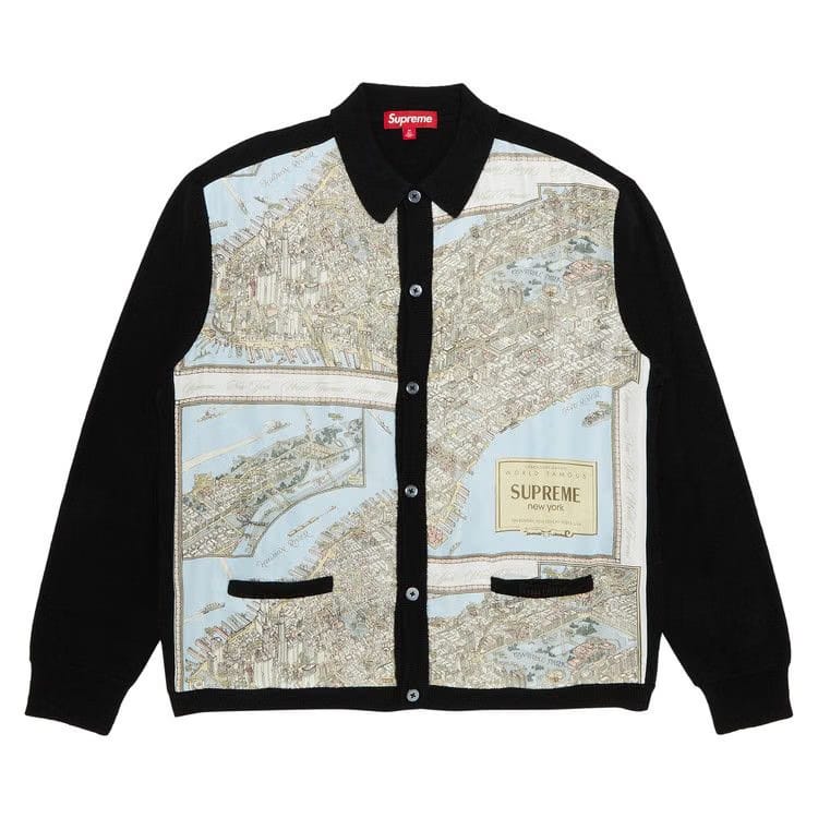 Supreme Silk Map Cardigan Black