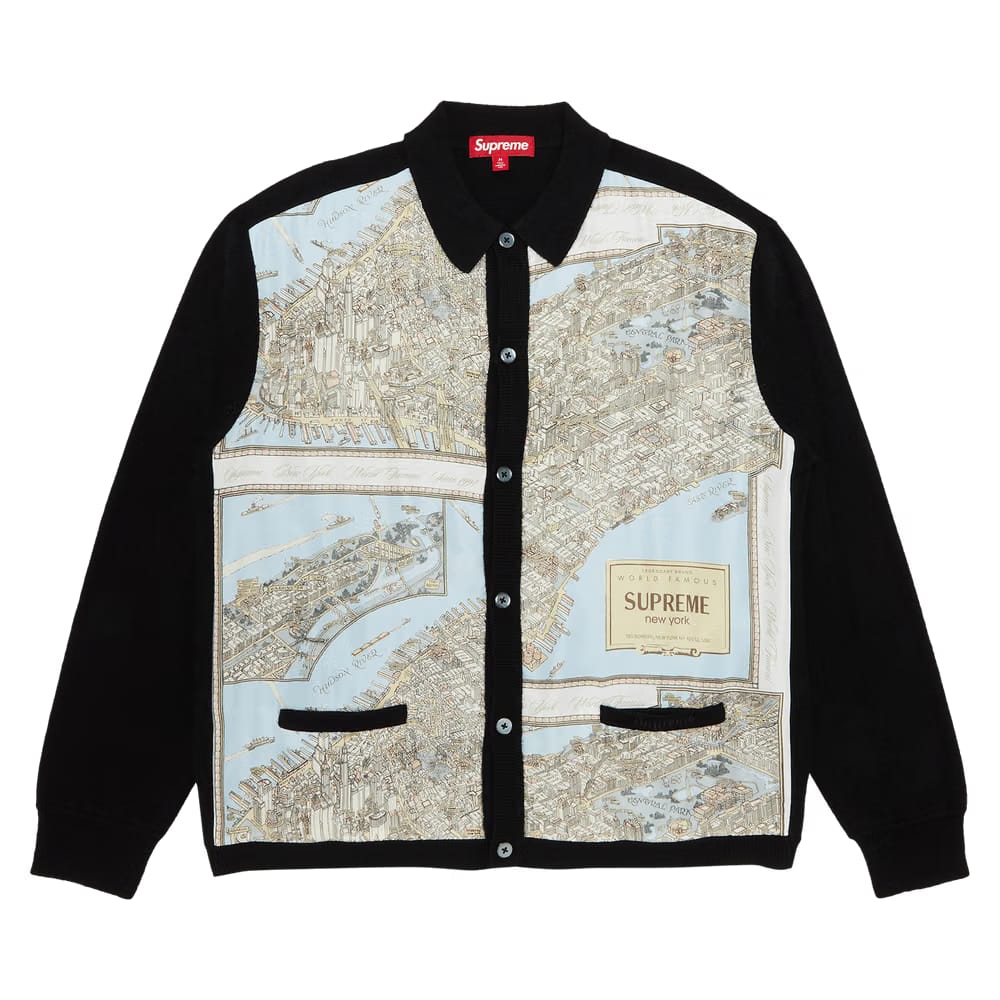 Supreme Silk Map Cardigan Black