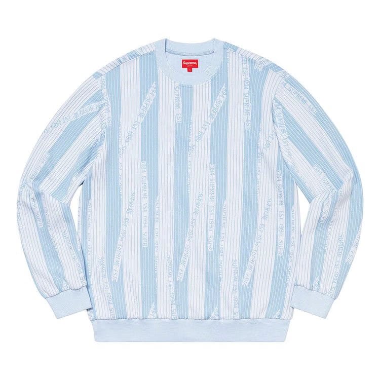 Supreme Textured Stripe Crewneck Light Blue