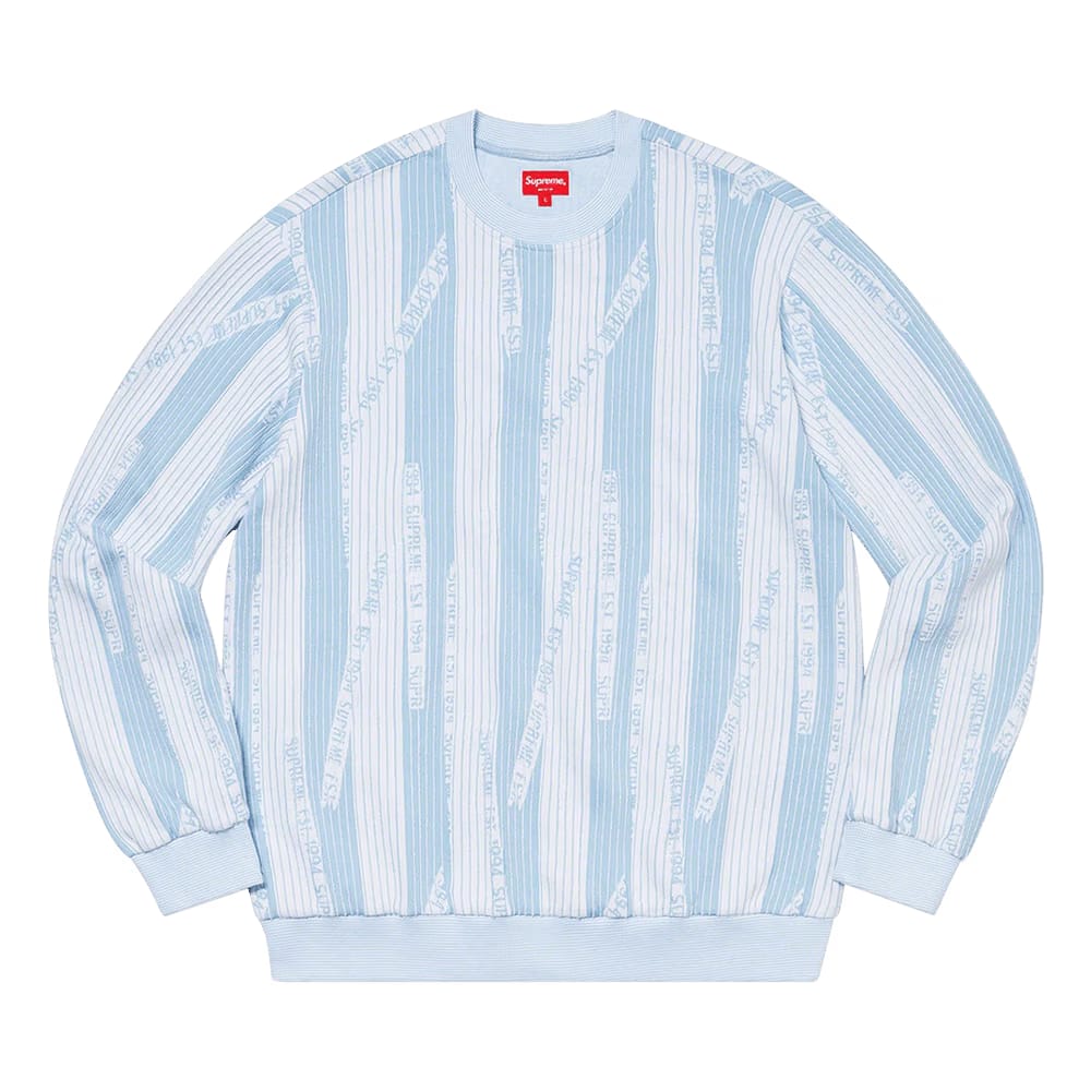 Supreme Textured Stripe Crewneck Light Blue