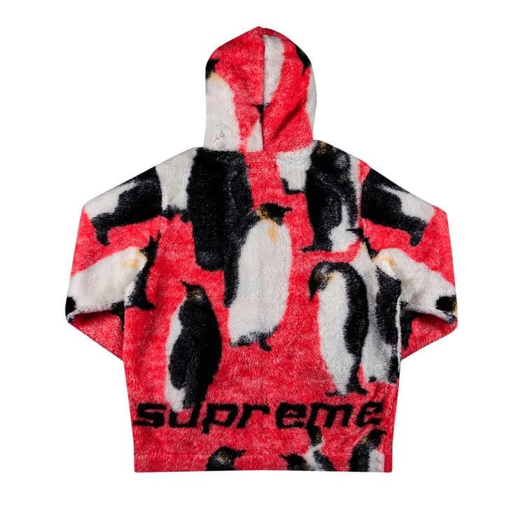 Supreme Penguins Hooded Fleece Jacket Pink