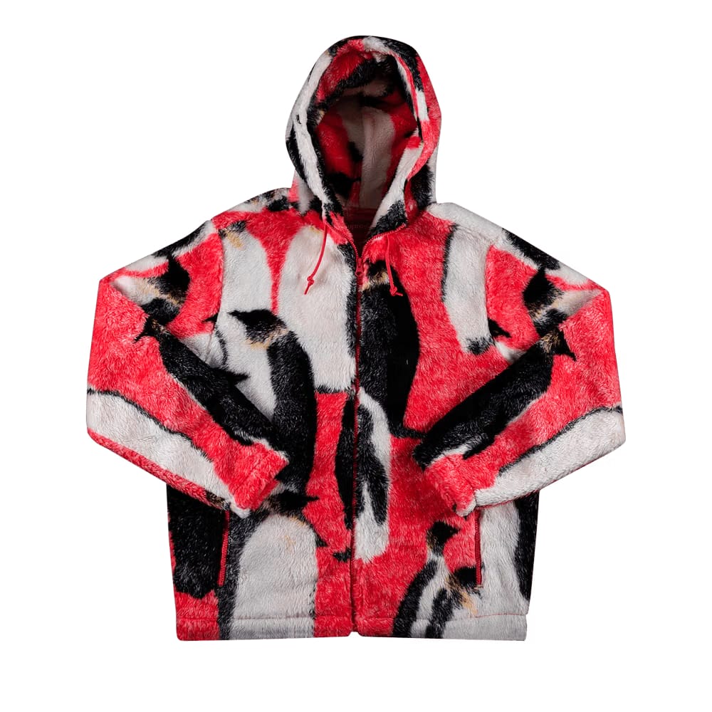 Supreme Penguins Hooded Fleece Jacket Pink