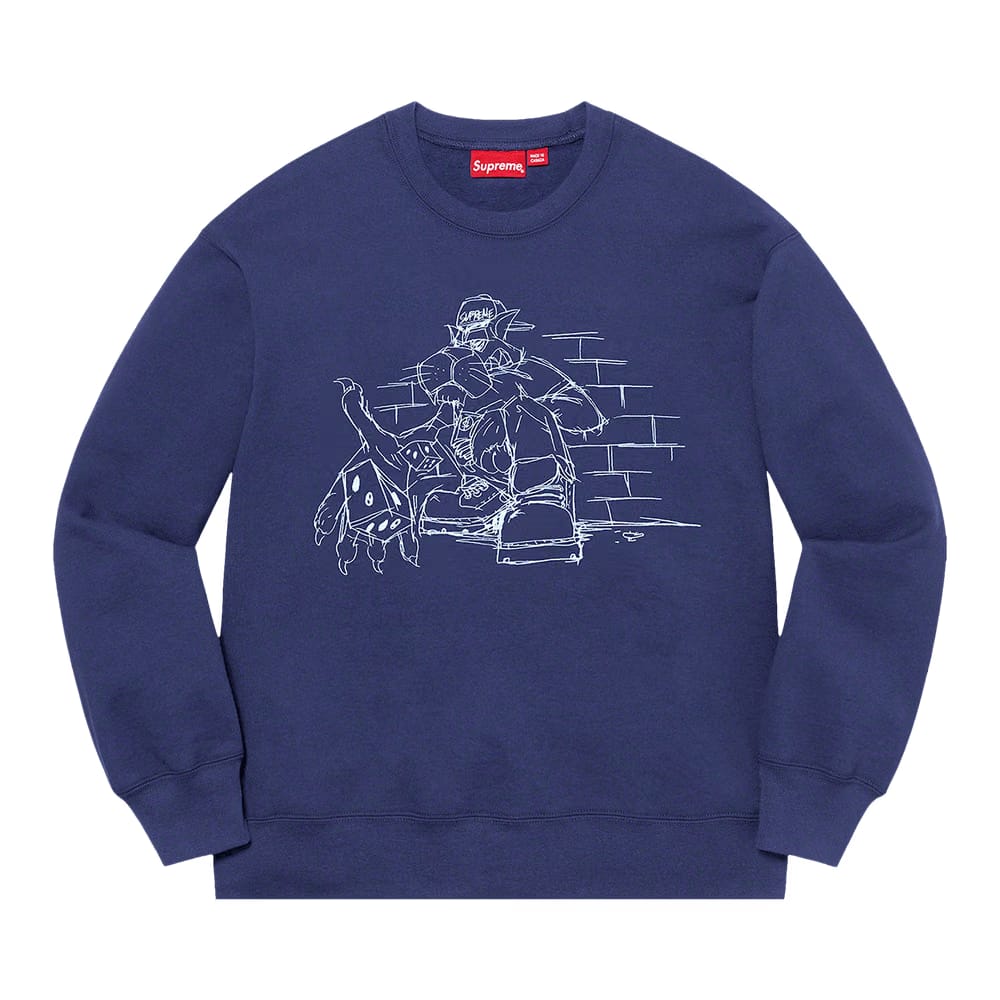 Supreme Dice Crewneck Washed Navy
