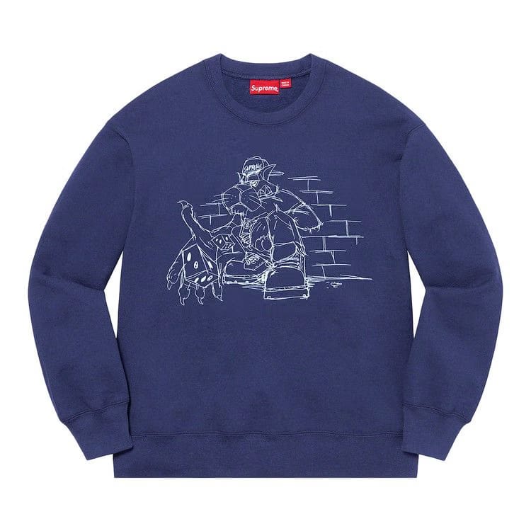 Supreme Dice Crewneck Washed Navy
