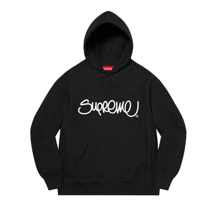 Supreme Raised Handstyle Hoodie Black