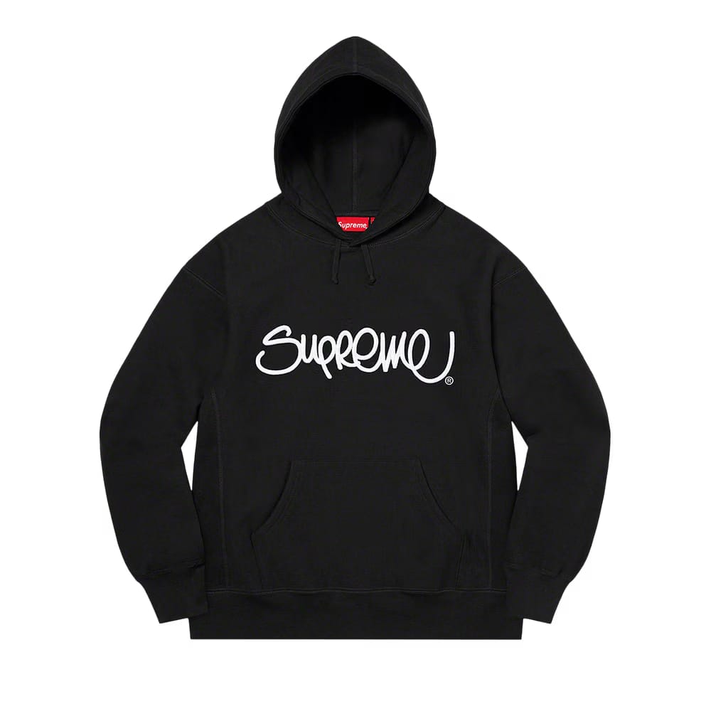 Supreme Raised Handstyle Hoodie Black