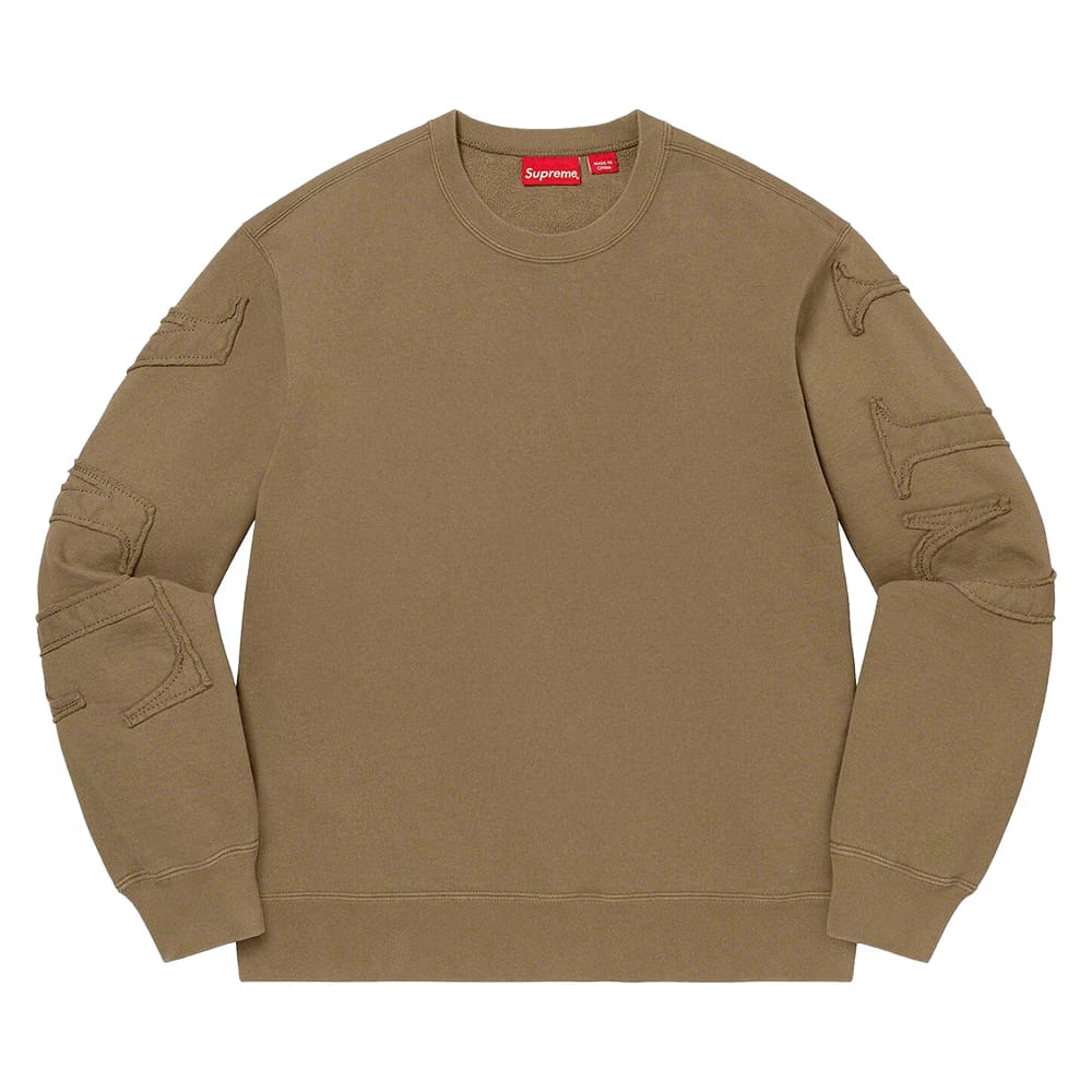 Supreme Tonal Appliqué Crewneck Olive Brown