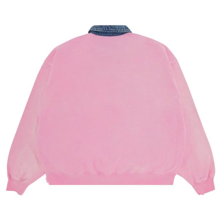 Supreme Denim Collar Half Zip Sweatshirt Pink
