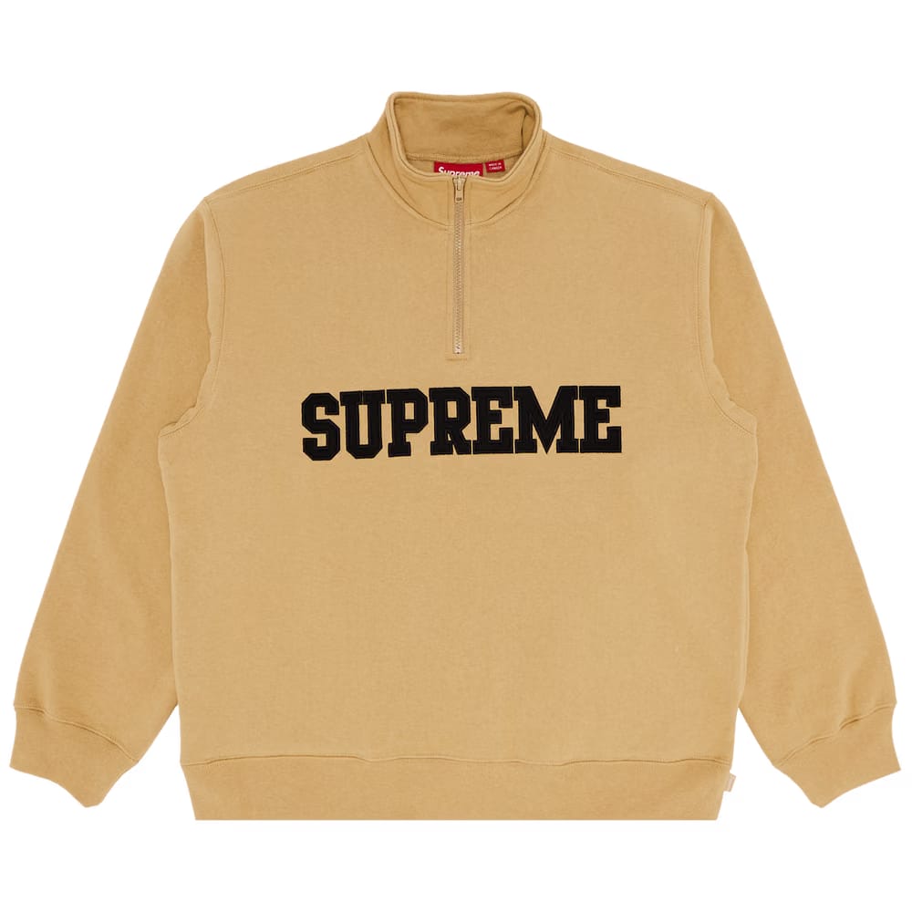 Supreme Collegiate Half Zip Pullover Dark Tan