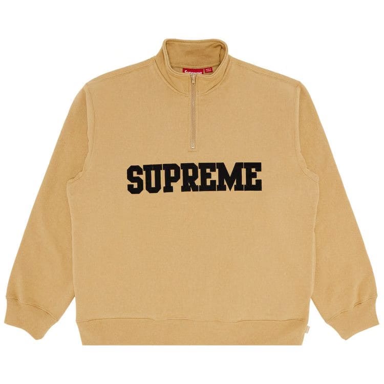 Supreme Collegiate Half Zip Pullover Dark Tan