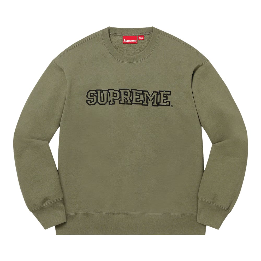 Supreme Shattered Logo Crewneck Light Olive
