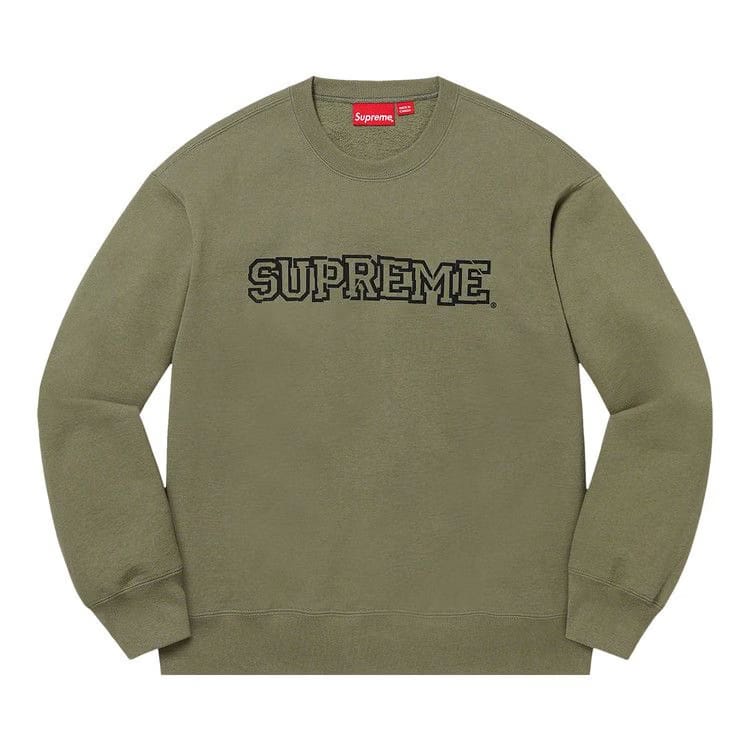 Supreme Shattered Logo Crewneck Light Olive