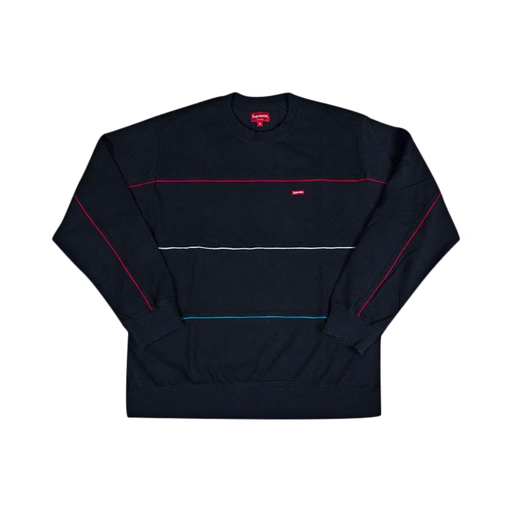 Supreme Multicolor Piping Pique Crewneck Navy