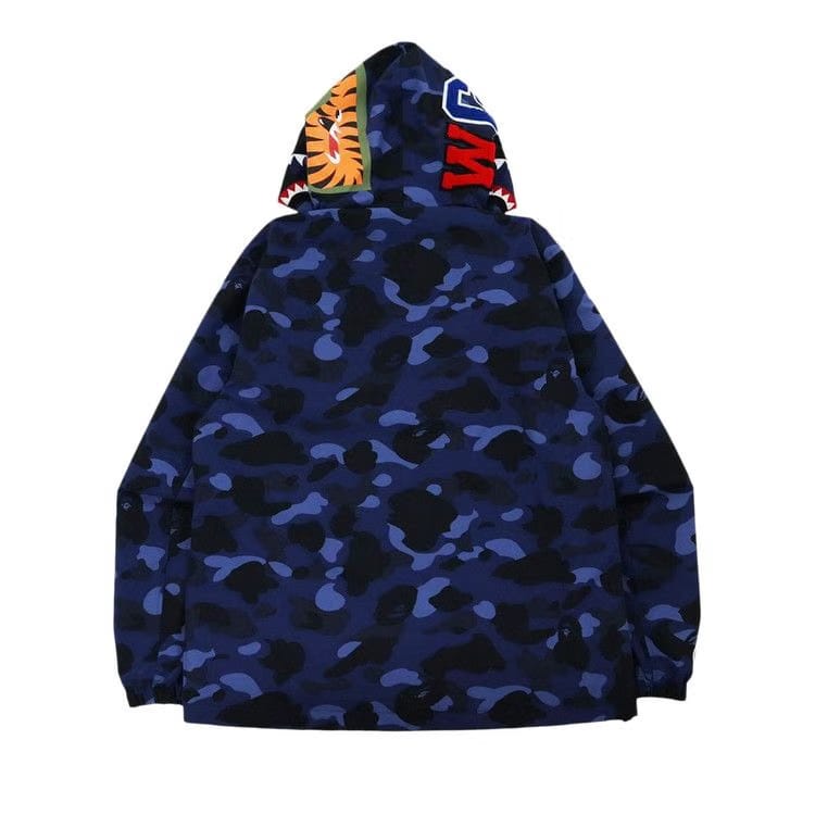 BAPE Color Camo Shark Hoodie Jacket Navy