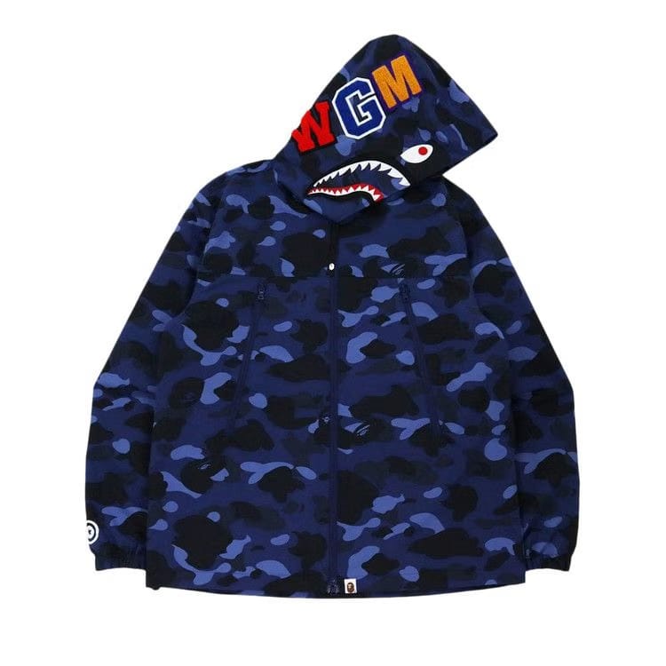 BAPE Color Camo Shark Hoodie Jacket Navy