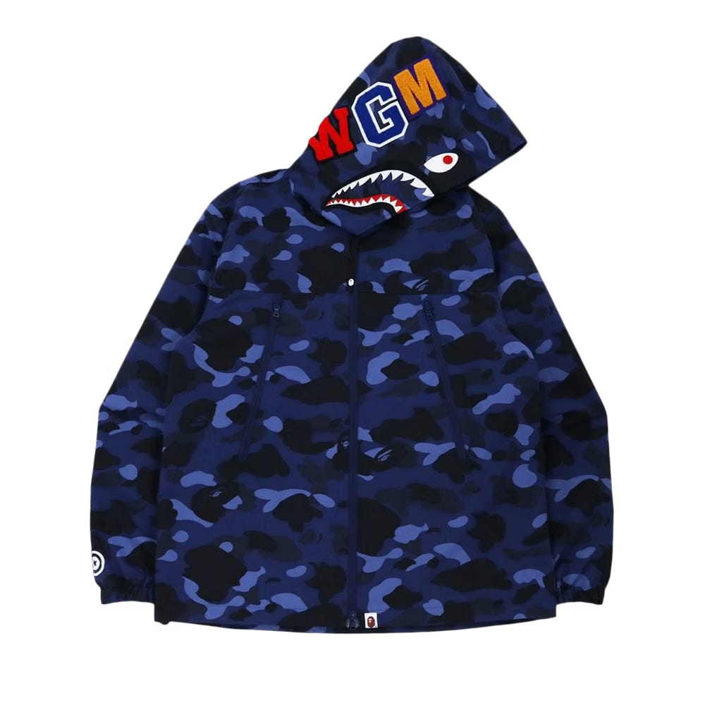 BAPE Color Camo Shark Hoodie Jacket Navy