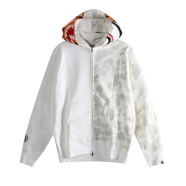 BAPE City Camo Tiger Shark Full Zip Hoodie White