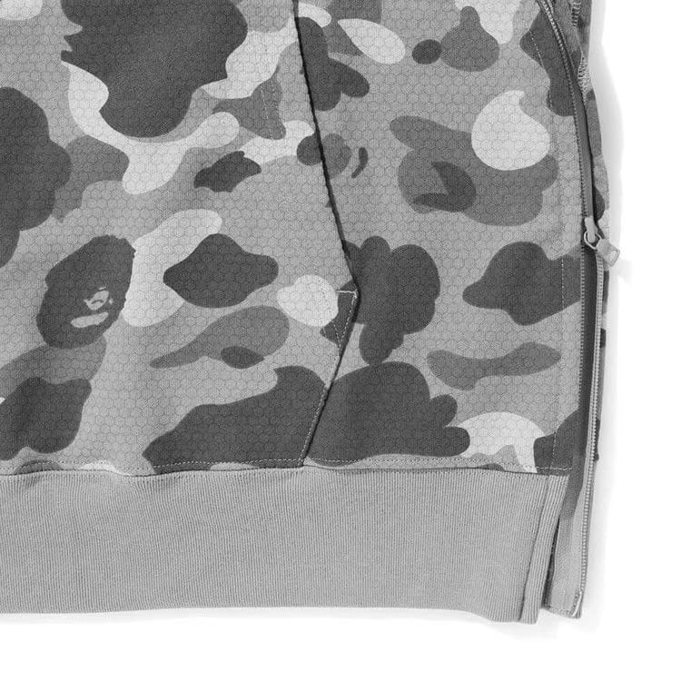 BAPE Honeycomb Camo Shark Full Zip Hoodie Grey