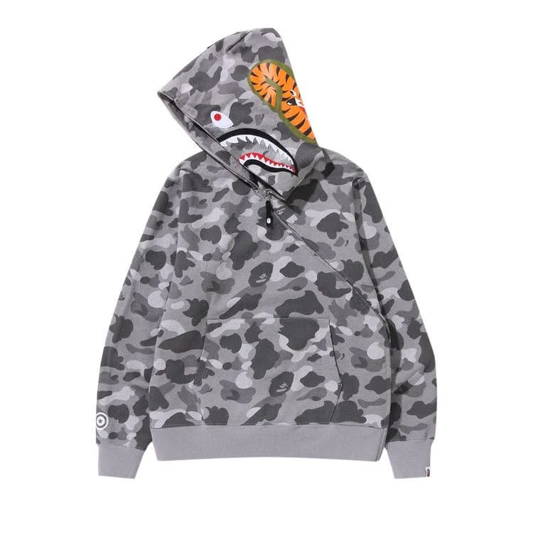 BAPE Honeycomb Camo Shark Full Zip Hoodie Grey
