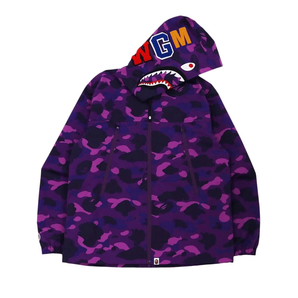 BAPE Color Camo Shark Hoodie Jacket Purple