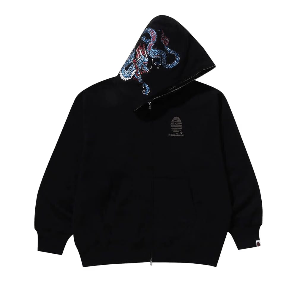 BAPE Tiger And Dragon Relaxed Fit Full Zip Hoodie Black
