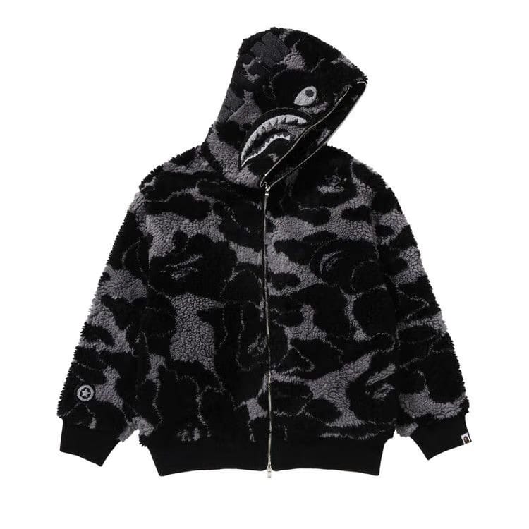 BAPE ABC Camo Boa Shark Relaxed Fit Full Zip Hoodie Black
