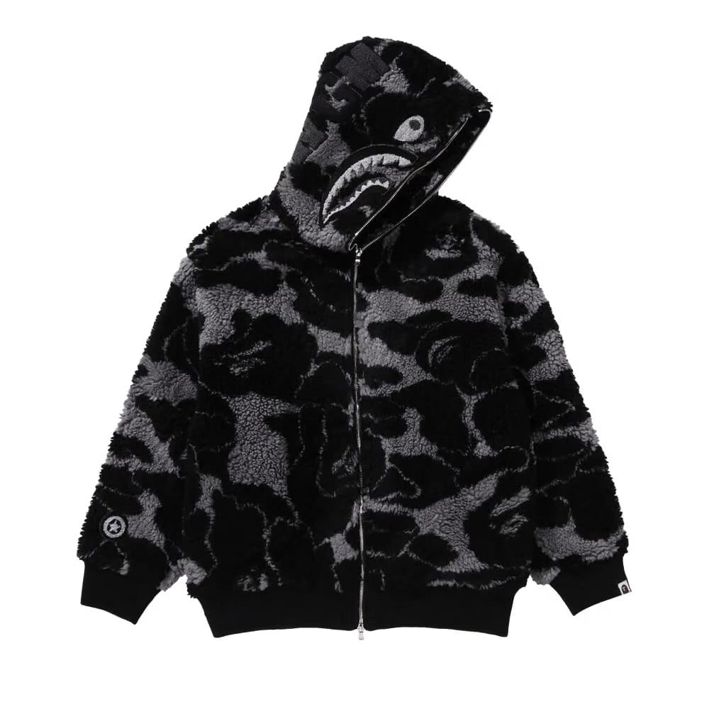 BAPE ABC Camo Boa Shark Relaxed Fit Full Zip Hoodie Black