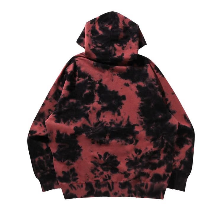 BAPE Destroyed Bleach Logo Relaxed Fit Pullover Hoodie Black