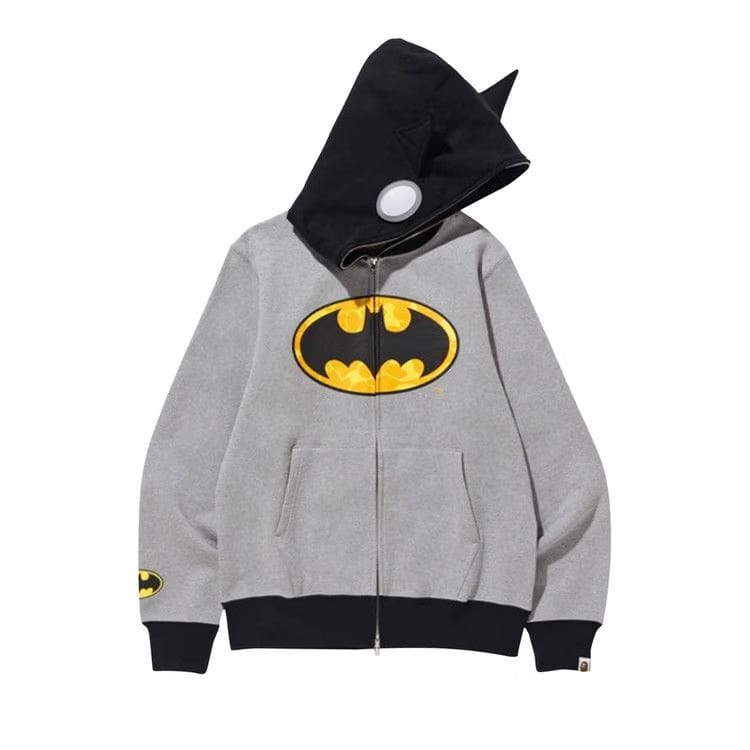 BAPE x DC Batman Full Zip Hoodie Grey