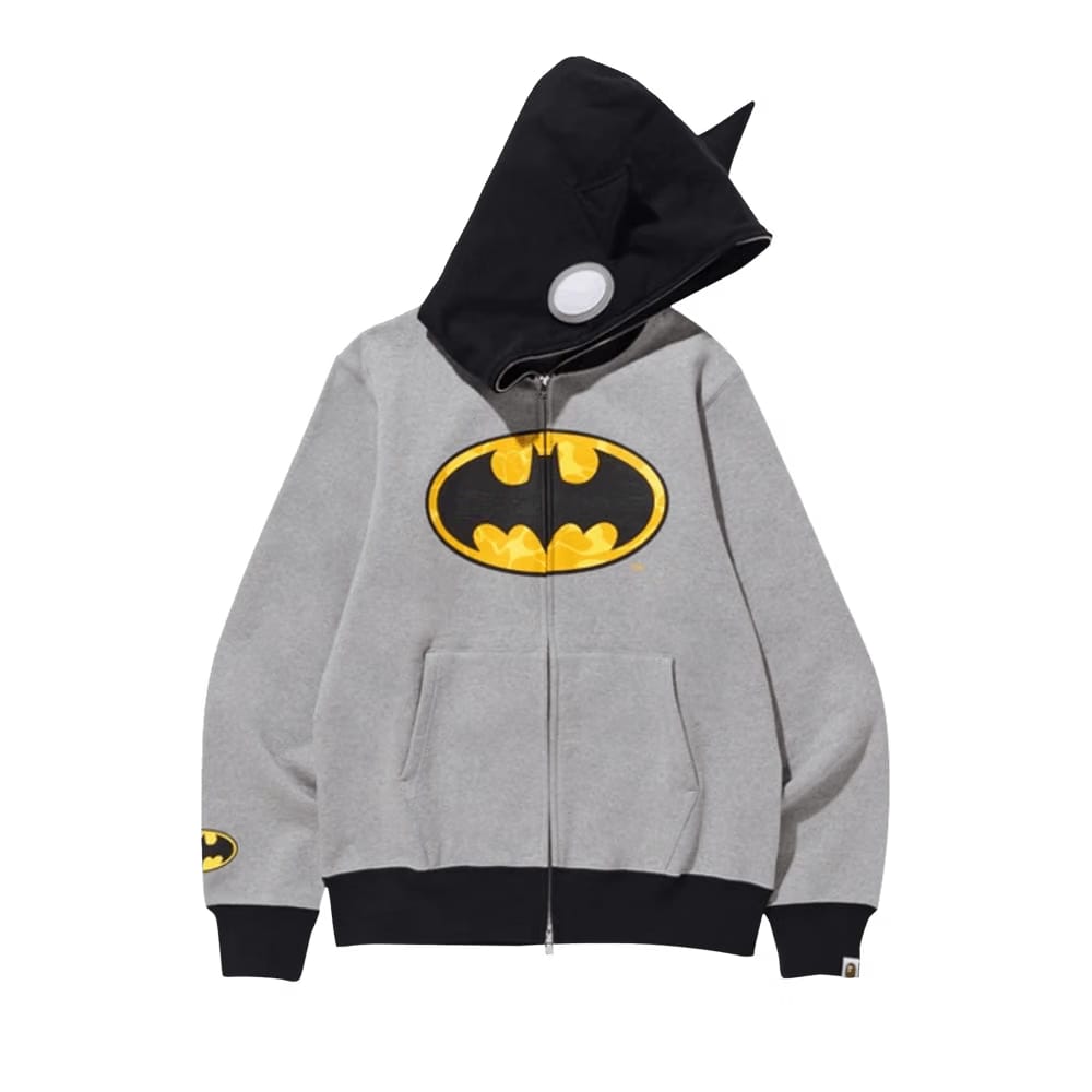 BAPE x DC Batman Full Zip Hoodie Grey
