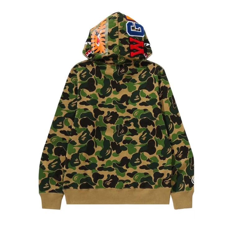 BAPE ABC Camo Shark Half Zip Pullover Hoodie Green