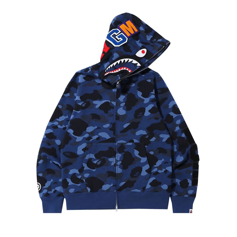 BAPE Color Camo Detachable Shark Full Zip Hoodie Blue