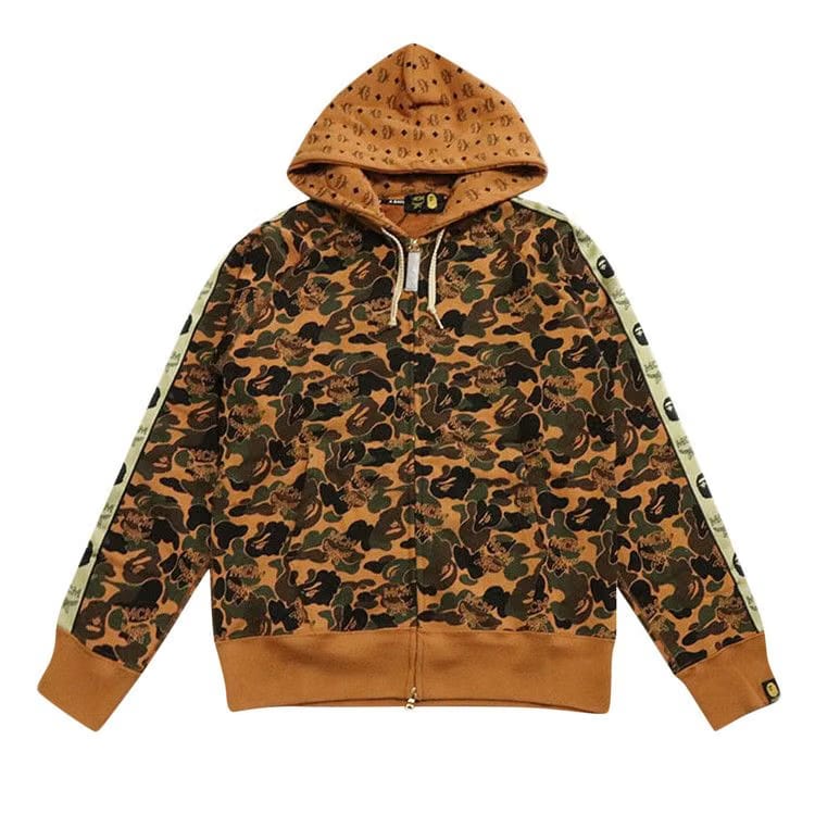 BAPE x MCM Camo Zip Hoodie Brown