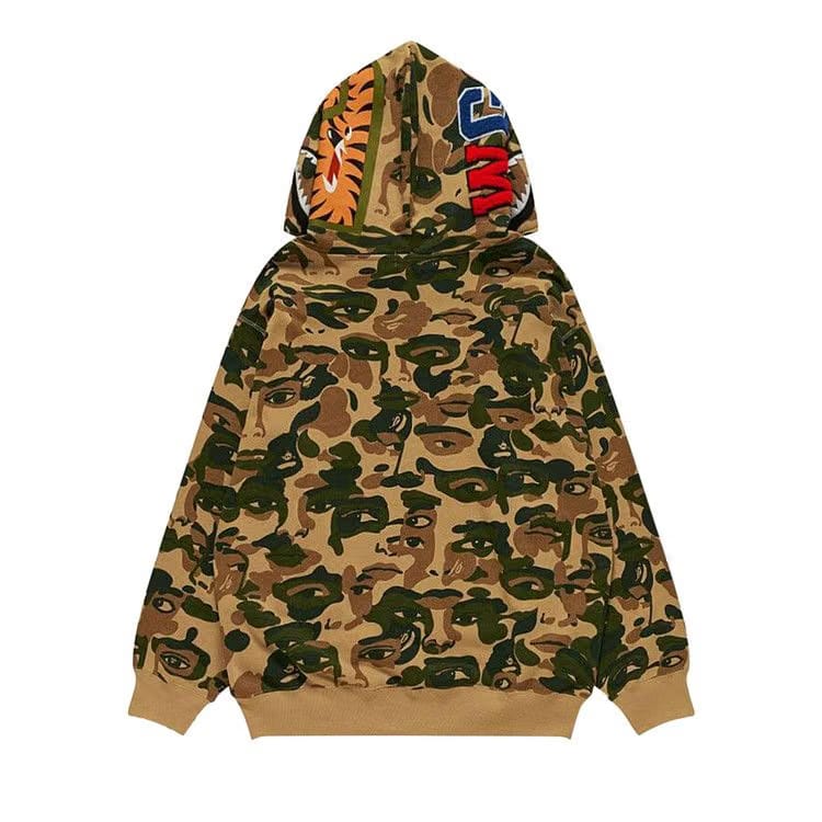 BAPE x KidSuper Camo Shark Full Zip Hoodie Green