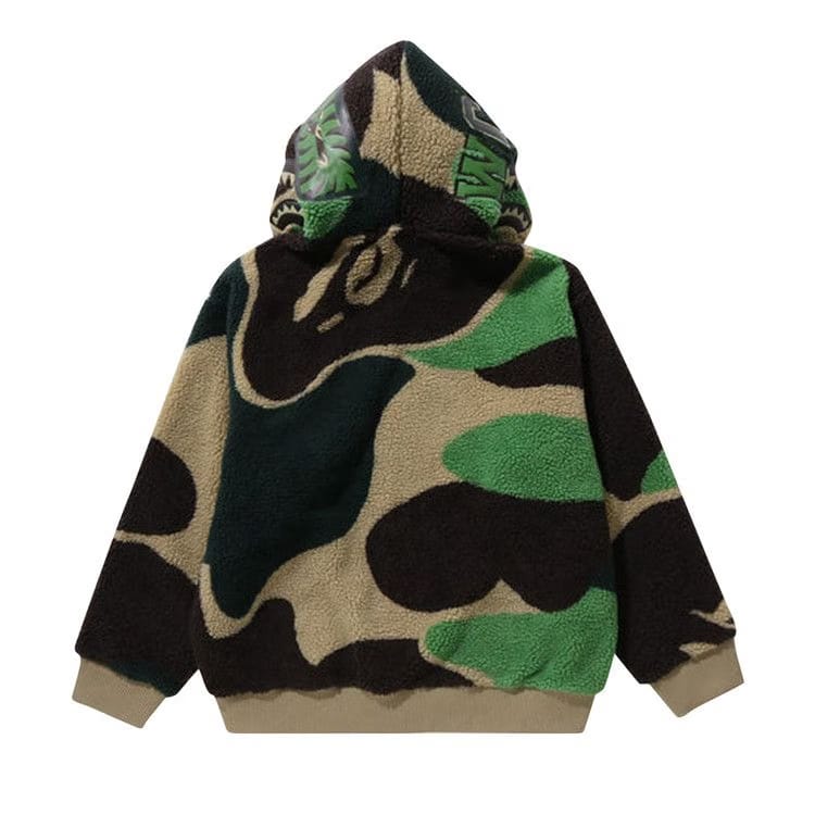 BAPE Mega ABC Camo Shark Boa Hoodie Green