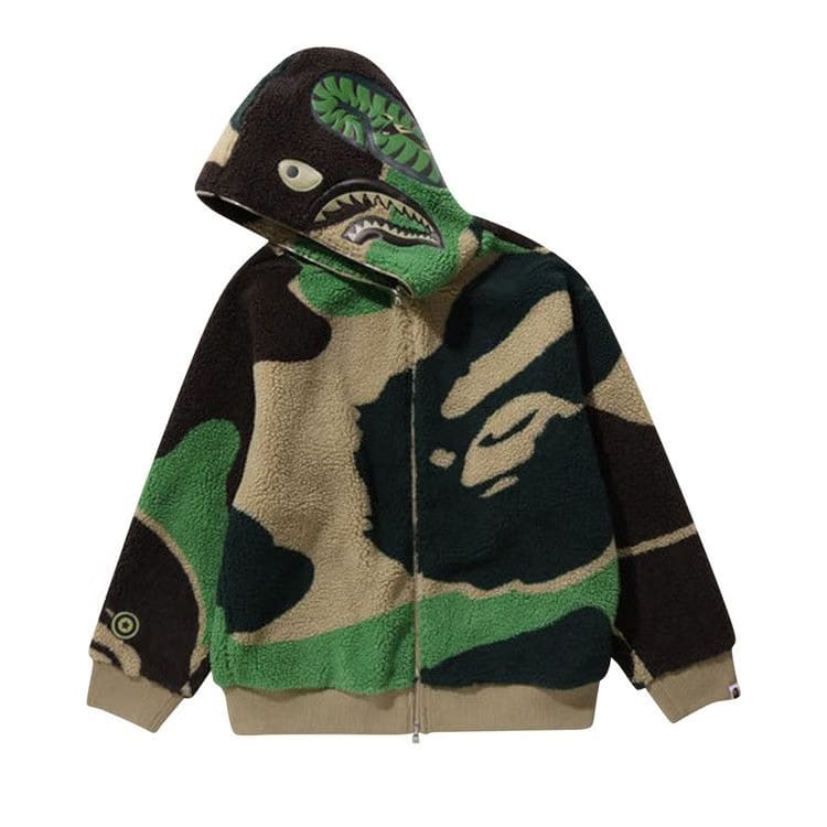 BAPE Mega ABC Camo Shark Boa Hoodie Green