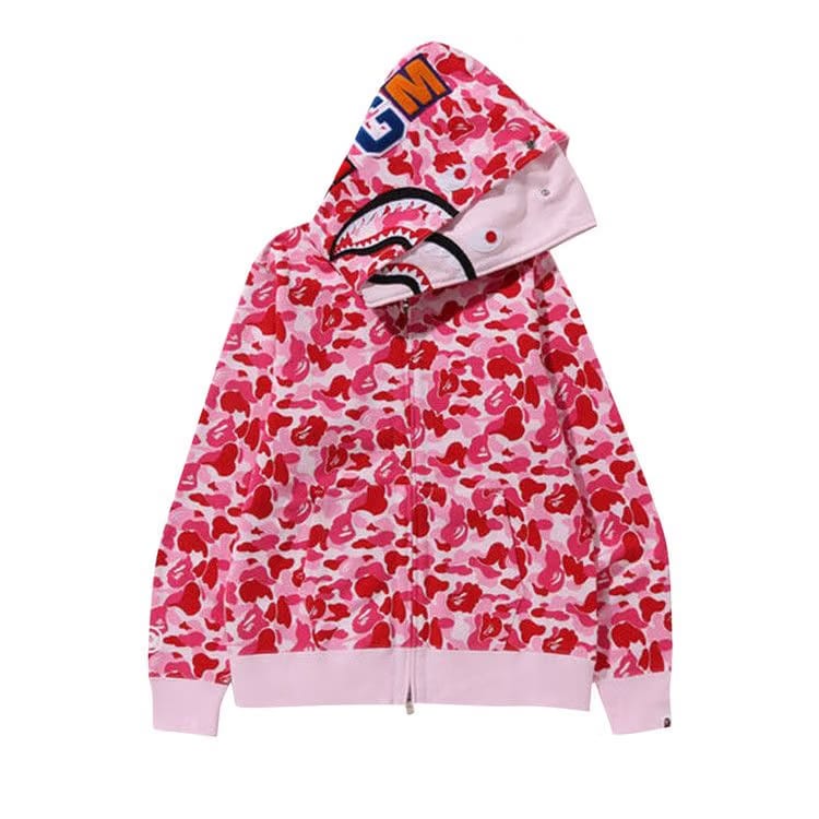 BAPE ABC Camo Double Shark Full Zip Hoodie Pink