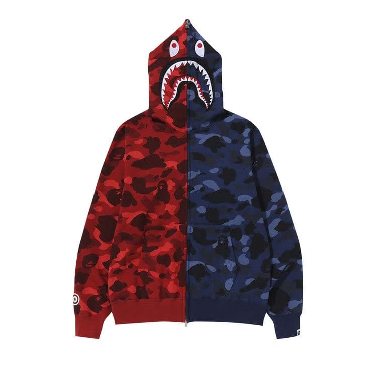 BAPE Color Camo Shark Full Zip Hoodie Red/Navy
