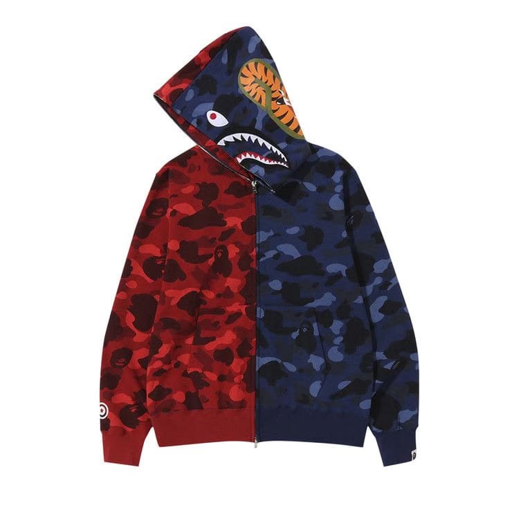 BAPE Color Camo Shark Full Zip Hoodie Red/Navy