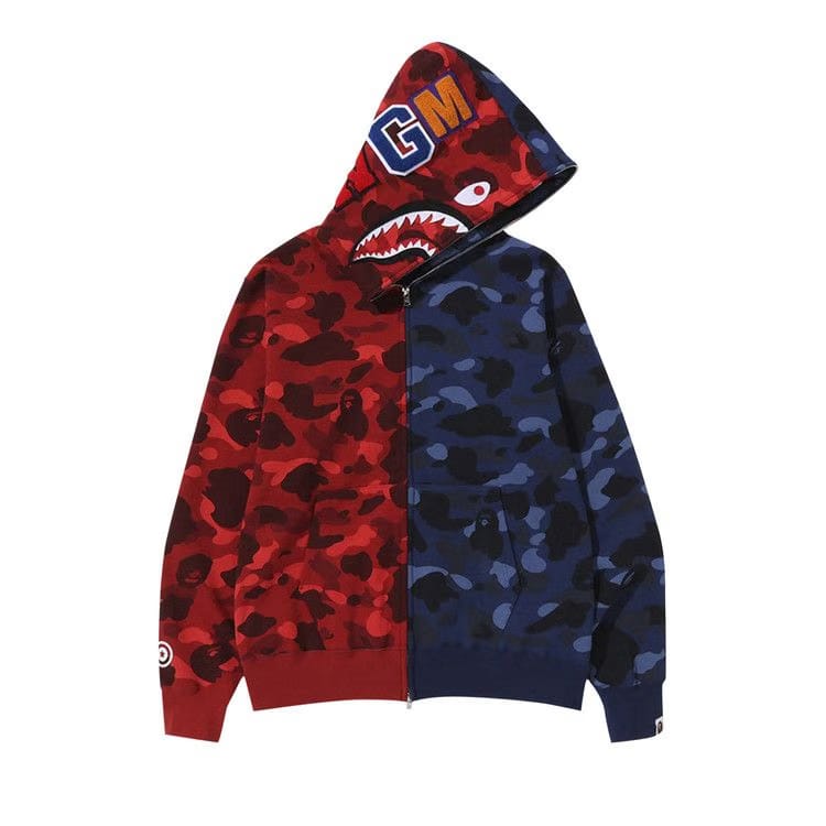 BAPE Color Camo Shark Full Zip Hoodie Red/Navy