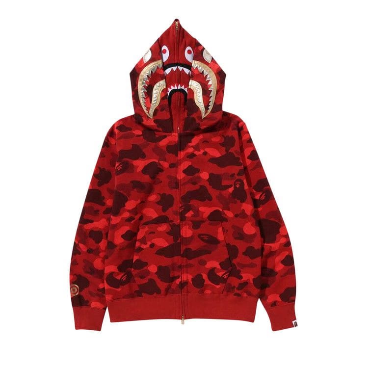 BAPE Color Camo Double Shark Full Zip Hoodie Red