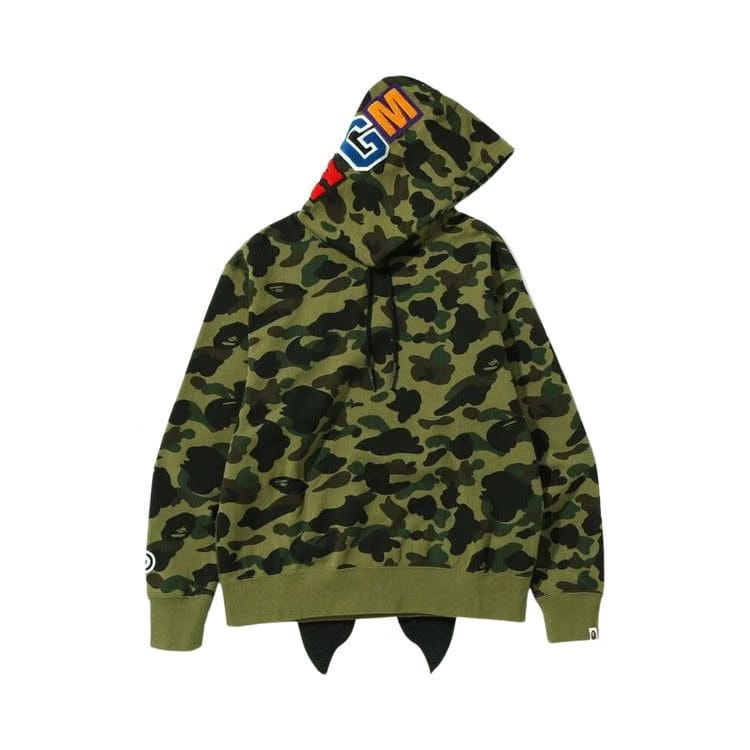 BAPE 1st Camo Shark Relaxed Fit Fullover Hoodie Green